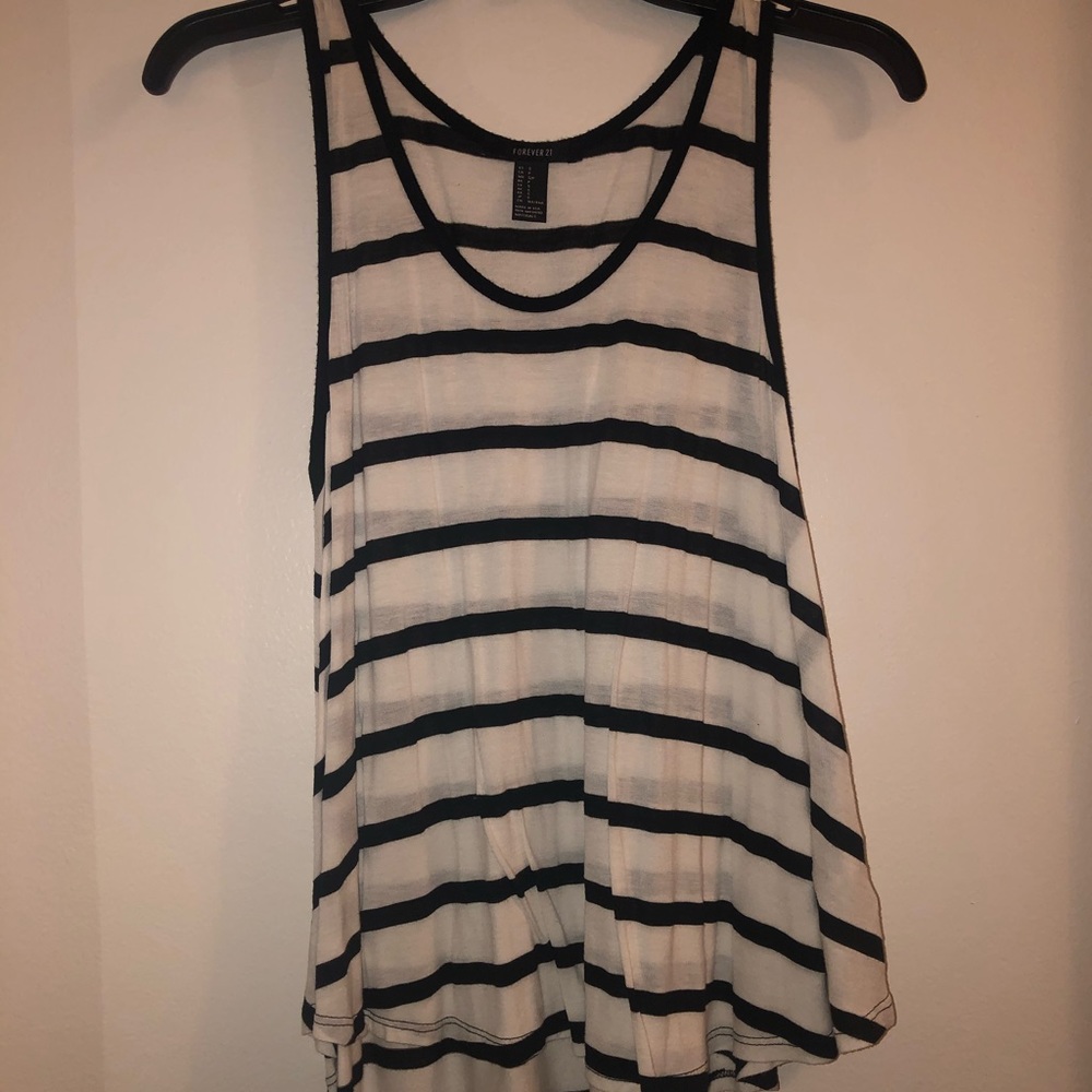 Striped Black and White Tank Top